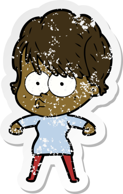 Bir insan tarafından çizilmiş karikatür bir kadının sıkıntılı çıkartması.