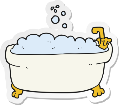 Bir insan tarafından çizilmiş küvet etiketi.