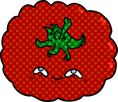 Bir insan tarafından çizilmiş domates çizgi filmi.