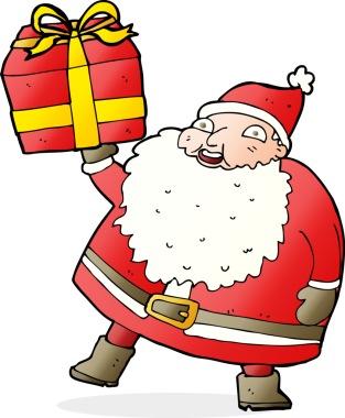 Bir insan tarafından çizilmiş Noel Baba çizgi filmi.