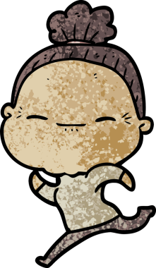 Bir insan tarafından çizilmiş barışçıl yaşlı bir kadın.