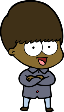 Bir insan tarafından çizilmiş mutlu çizgi film çocuğu.