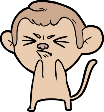 Bir insan tarafından çizilmiş sinir bozucu bir maymun.