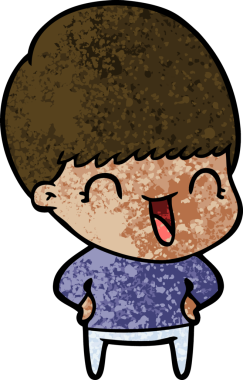 Bir insan tarafından çizilmiş mutlu çizgi film çocuğu.