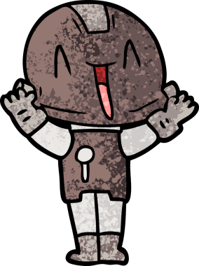 Bir insan tarafından çizilmiş çizgi film robotu