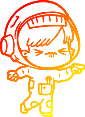 Bir insan tarafından çizilmiş kızgın bir uzay kızının sıcak çizgi çizimi