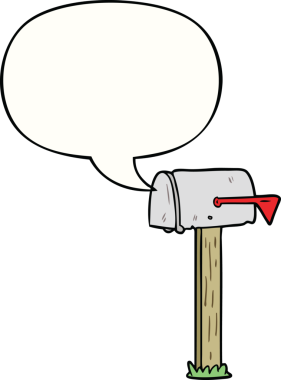 Bir insan tarafından çizilmiş konuşma baloncuklu çizgi film posta kutusu