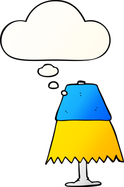 Düşünce baloncuklu çizgi masa lambası bir insan tarafından çizilmiş.