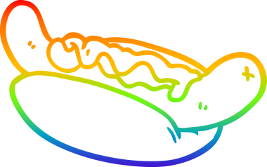 Bir insan tarafından çizilmiş taze ve lezzetli bir sosislinin çizimi.