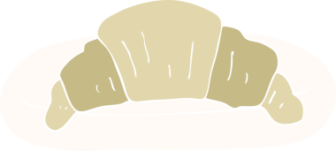 Bir insan tarafından çizilmiş kruvasanın düz renk çizimi