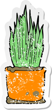 Bir insan tarafından çizilmiş karikatür ev bitkisinin sıkıntılı çıkartması