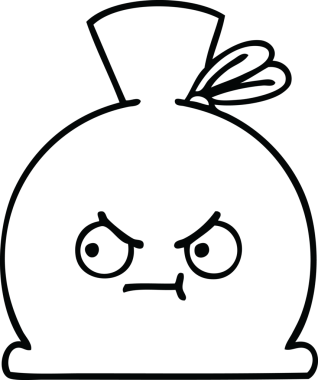 Bir insan tarafından çizilmiş çuval karikatürü.