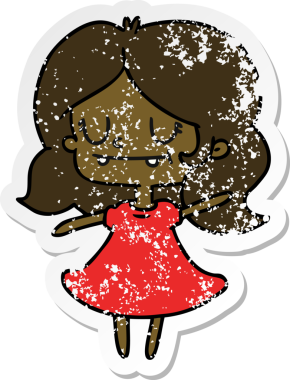 Bir insan tarafından çizilmiş tatlı kawai kızının serbest sticker 'ı.