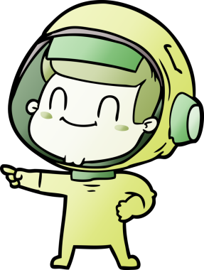 Bir insan tarafından çizilmiş mutlu astronot.