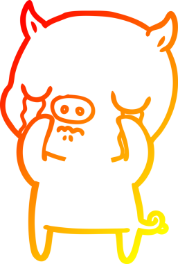 Bir insan tarafından çizilmiş, ağlayan bir domuzun sıcak çizgi çizimi.