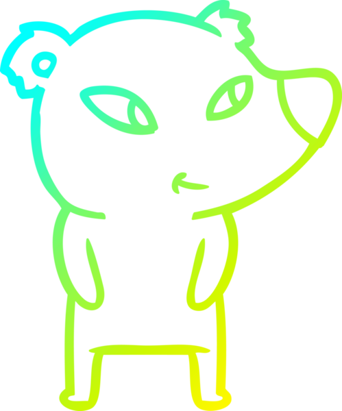 Bir insan tarafından çizilmiş şirin bir çizgi film ayısının soğuk gradyan çizgisi.