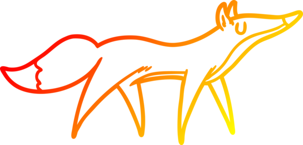 Bir insan tarafından çizilmiş bir tilkinin sıcak çizgi çizimi