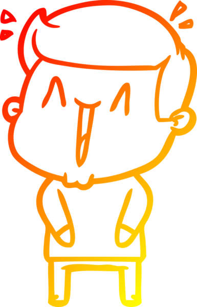 Bir insan tarafından çizilmiş, heyecanlı bir çizgi film çizimi.