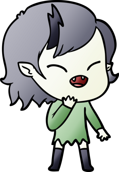 Bir insan tarafından çizilmiş gülen vampir kız çizgi filmi.