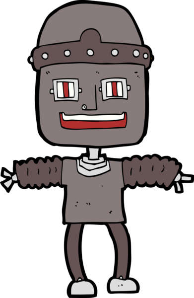 Bir insan tarafından çizilmiş çizgi film robotu