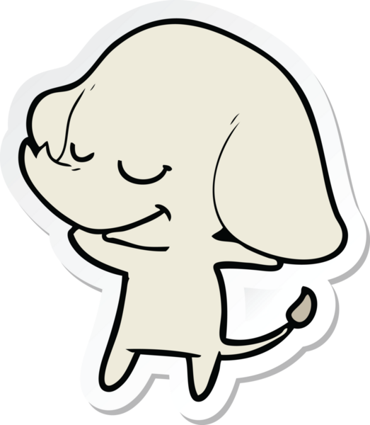 Bir insan tarafından çizilmiş gülümseyen fil çıkartması.