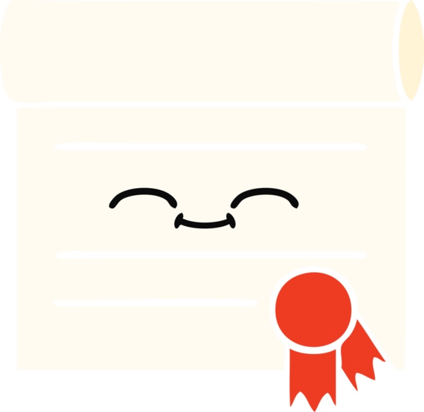 Bir insan tarafından çizilmiş bir sertifikanın düz renk retro karikatürü