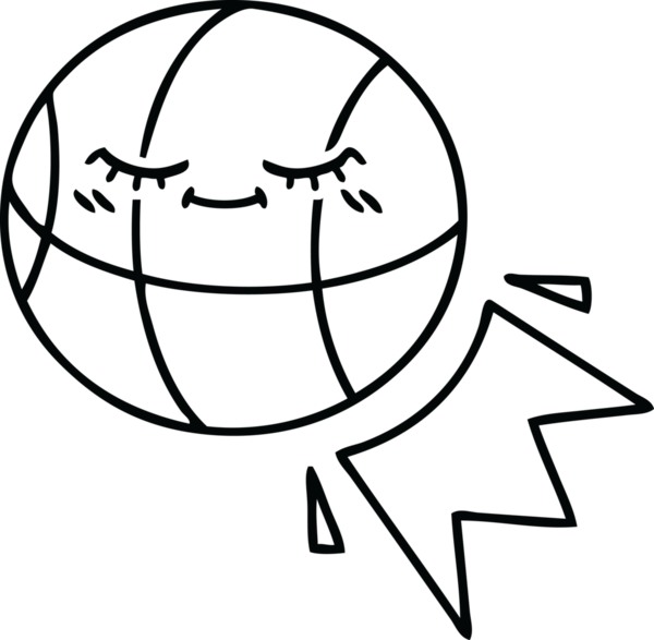 Bir insan tarafından çizilmiş bir basketbol topunun çizgi çizimi