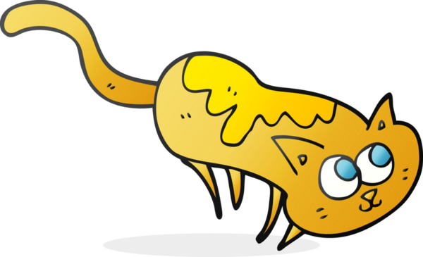 Bir insan tarafından çizilmiş serbest çizim çizgi film kedisi.