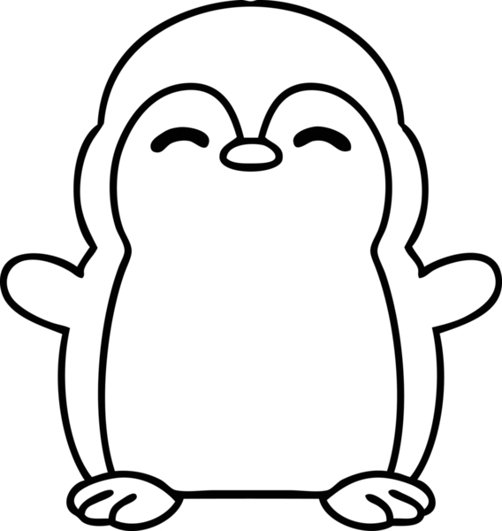Bir insan tarafından çizilmiş küçük sevimli bir penguen çizgisi.