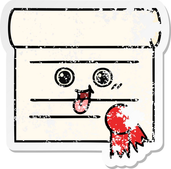 Bir insan tarafından çizilmiş şirin bir karikatür sertifikasının sıkıntılı etiketi