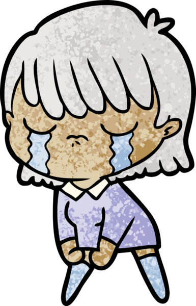 Bir insan tarafından çizilmiş ağlayan çizgi film kadını.