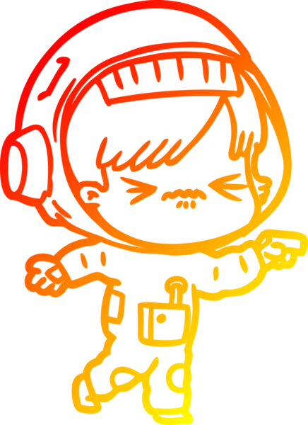 Bir insan tarafından çizilmiş kızgın bir uzay kızının sıcak çizgi çizimi