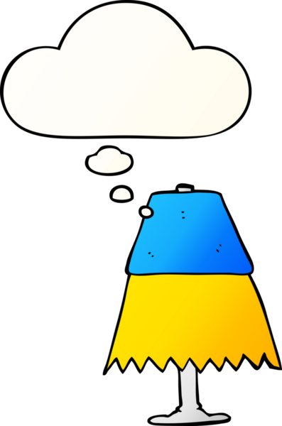 Düşünce baloncuklu çizgi masa lambası bir insan tarafından çizilmiş.