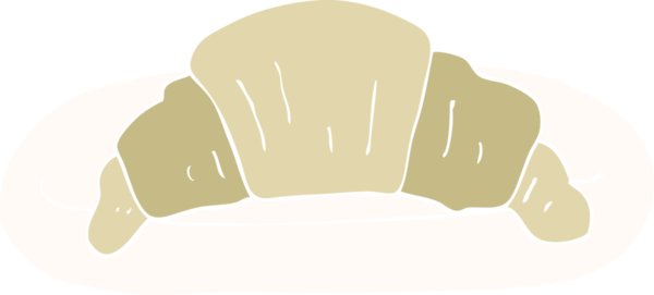 Bir insan tarafından çizilmiş kruvasanın düz renk çizimi