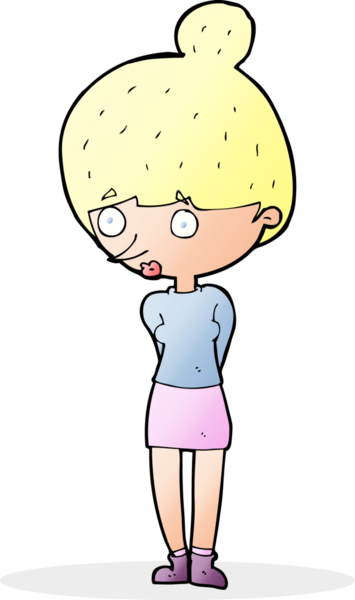 Bir insan tarafından çizilmiş çizgi film kadını.