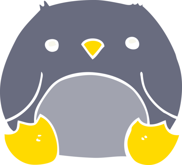 Bir insan tarafından çizilmiş düz renk çizgi film pengueni