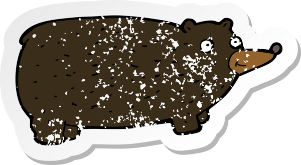 Bir insan tarafından çizilmiş komik bir çizgi film ayısının gerilimli çıkartması.