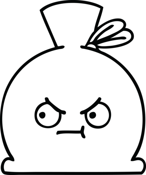 Bir insan tarafından çizilmiş çuval karikatürü.