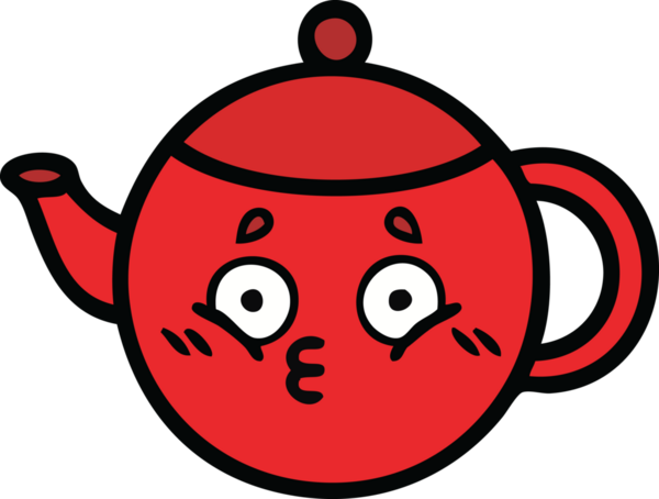 Bir insan tarafından çizilmiş şirin bir çaydanlık karikatürü.