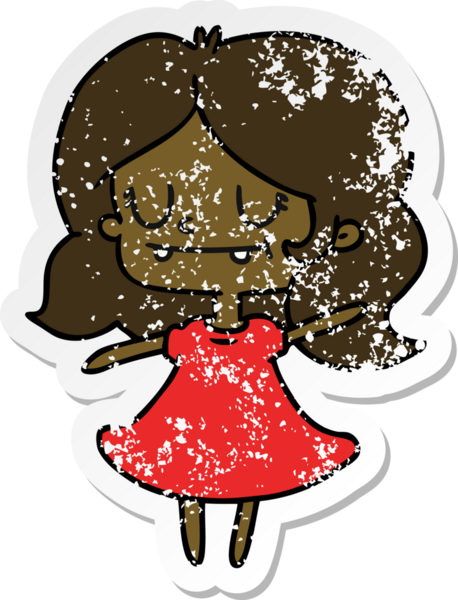 Bir insan tarafından çizilmiş tatlı kawai kızının serbest sticker 'ı.