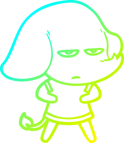 Bir insan tarafından çizilmiş soğuk bir çizgi film filinin çizimi.