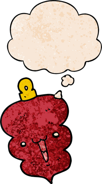 Bir insan tarafından çizilmiş grunge desenli düşünce baloncuğuyla süslenmiş çizgi film Noel süslemesi.