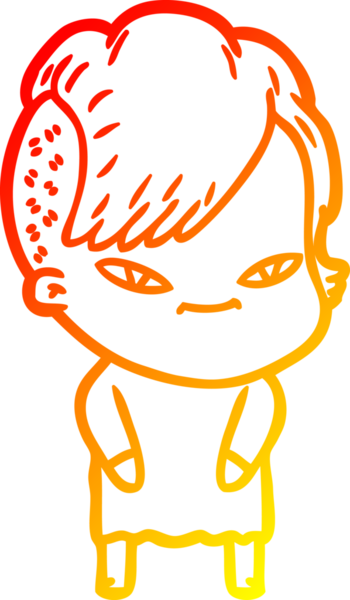 Hipster saç kesimi bir insan tarafından çizilmiş güzel bir çizgi film kızı çizimi.