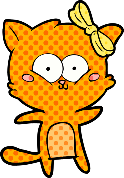 Bir insan tarafından çizilmiş çizgi film kedisi.