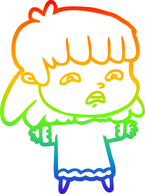 Gökkuşağı gradyan çizimi Bir insan tarafından çizilmiş endişeli bir çizgi kadın