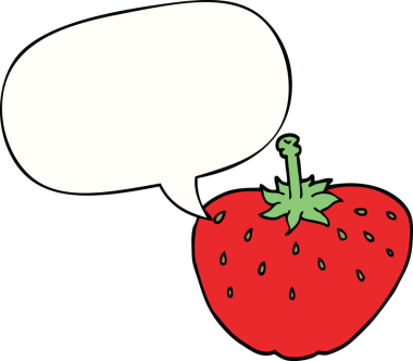 bir insan tarafından çizilmiş konuşma baloncuklu karikatür çileği