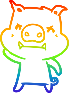 Bir insan tarafından çizilmiş kızgın çizgi film domuzu çizimi.