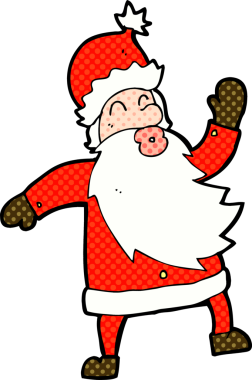 Bir insan tarafından çizilmiş Noel Baba çizgi filmi.