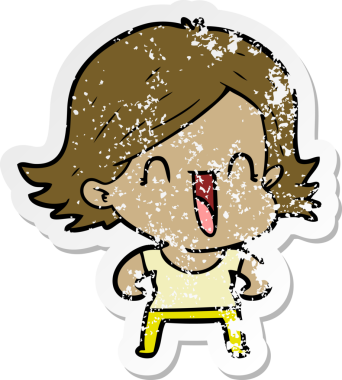 Bir insan tarafından çizilmiş mutlu bir karikatür çıkartması.