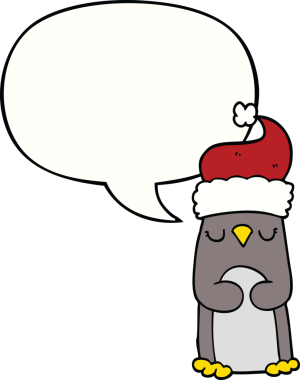 Bir insan tarafından çizilmiş konuşma baloncuğu olan bir penguen.